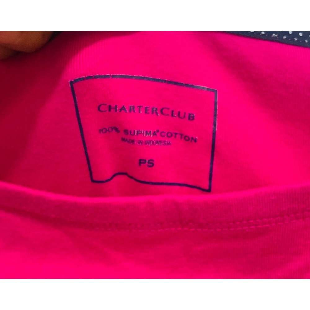 Charter Club Supima Cotton Top 3/4 Sleeve Button Detail Pink PS - Picture 2 of 3